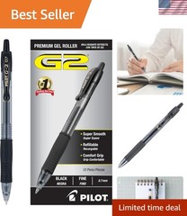 G2 Fine Point Gel Pens, 12 Pack – Refillable Black Ink, Smooth Writing