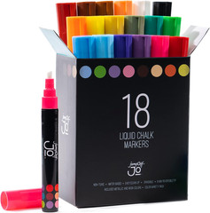Liquid Chalk Markers By Jumpoff Jo, Reversible Chisel and Round Tip, 18 Count