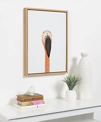 Sylvie Flamingo Portrait Framed Canvas Wall Art by Amy 18L” x 24W” Natural