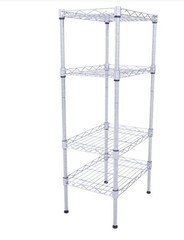 Rectangle Carbon Steel Metal Assembly 4-Shelf Storage Rack Silver Gray RT