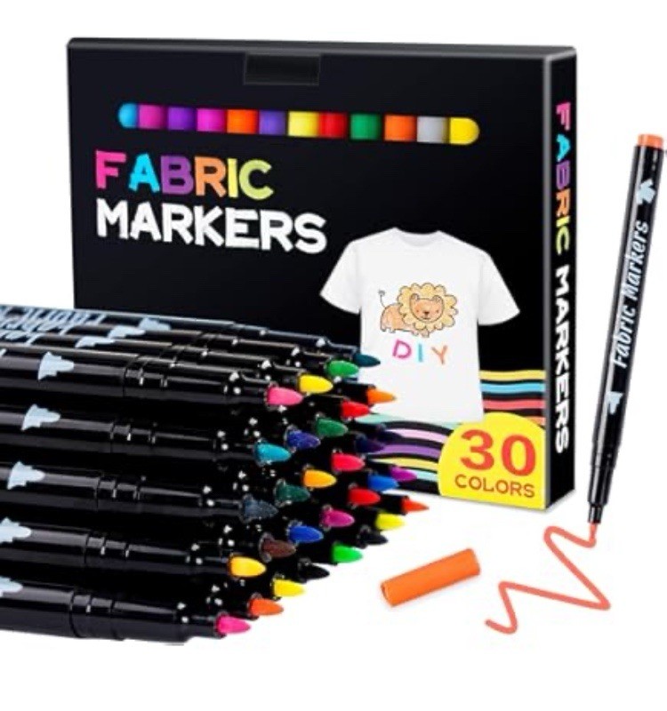 Fabric Markers Pen, 30-Colors Fabric Paint Art Permanent for T Shirts Clothes