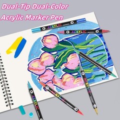 24 Colors Acrylic Paint Markers,Dual Tip 2 Count (Pack of 12), 24