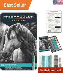Complete Graphite Drawing Kit with Turquoise Pencils, Erasers & Sharpening Tools
