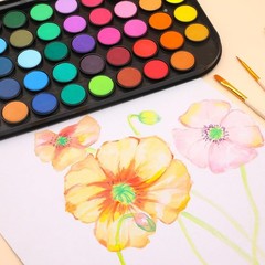 Compact 48 Color Watercolor Paint Set – Perfect for Card Making & Illustrations