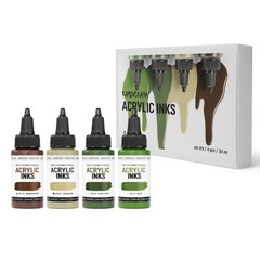 Acrylic Inks For Artists Set Color Combination #9 High Pigment 1 Fl Oz 4 PCS
