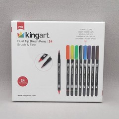 Kingart Dual Tip Brush Pens 24 Colors Brush and Fine Art Markers