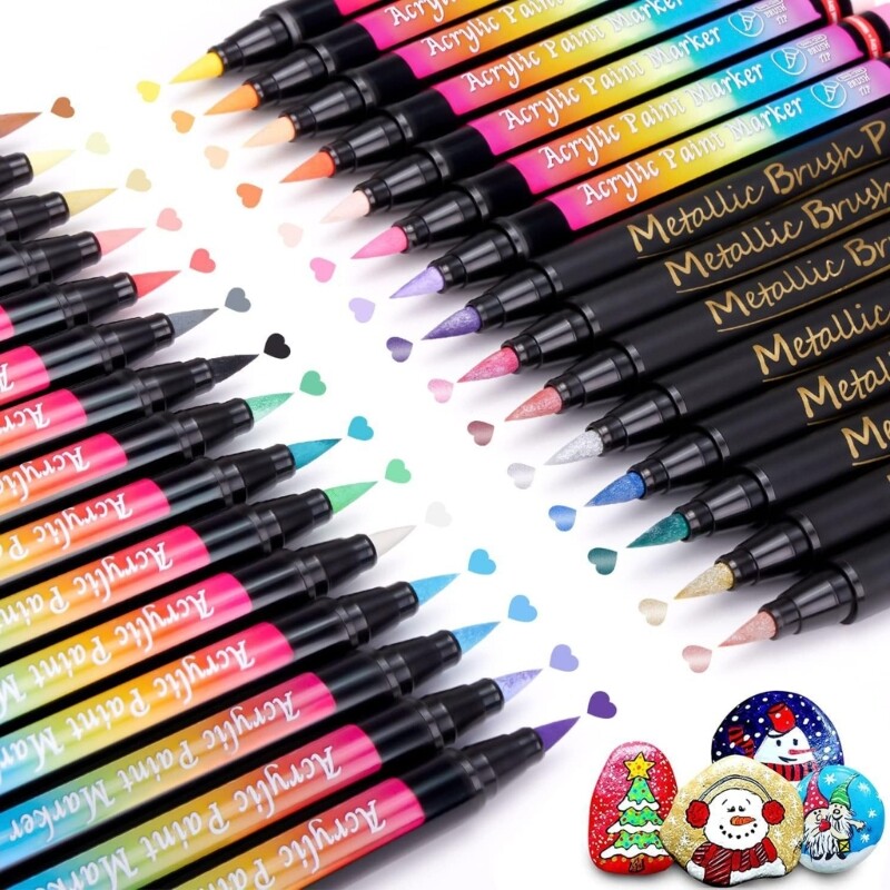 Acrylic Marker Brush Pen for Painting on Paper Stone Glass Canvas