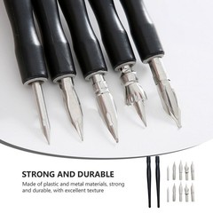 2 Sets Cartoon Dip Pen Nib Holders Reusable Plastic Metal Drawing Accessories