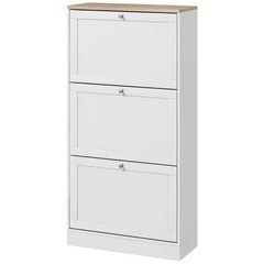Modern Shoe Storage Cabinet, 3 Flip Drawers, Adjustable Shelves, for 18 Pairs, W