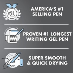 Gel Pen Refillable Retractable Ultra Fine Point 0.38mm Black Ink 12-Pack