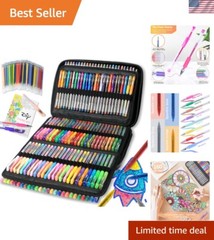 320 Pack Glitter Gel Pens Set: 160 Colors w/ Comfort Grip & Metallic Shine