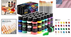 All-Inclusive Acrylic Paint Kit – 24 Rich Colors & 12 Brushes for Creative Minds
