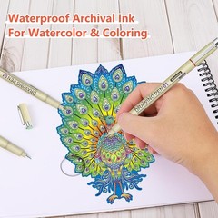 Micro Fineliner Drawing Pens Set of 12 Colors 0.25mm Extra Fine Point Waterproof