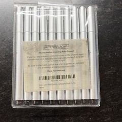 Brite Crown Black Fineliner Pen Set Needle Tip, 10 Nibs, Waterproof Black