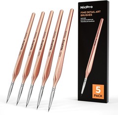 5 PCS Extreme Fine Detail Paint Brushes Set – Rose Gold Elegance for Artists