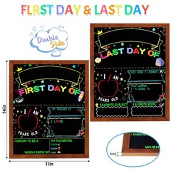First Last Day School Double Sided Sign Frame 14×11 Inch Reusable Dry Erase
