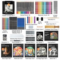 Shuttle Art 124 PCS Drawing Kit, Professional Drawing Supplies with Sketch, C…