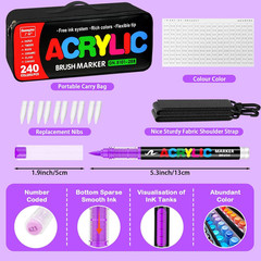240 Colors Acrylic Paint Markers,Acrylic Paint Pens with Direct-Liquid Ink Contr