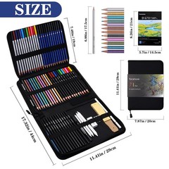 71 PCS Drawing Supplies Sketching Kit Sketchbook Colored Watercolor Pencils