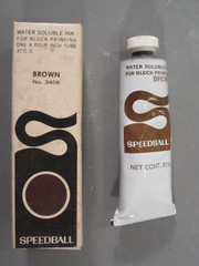 Vintage Speedball Block Printing INK Oil Base Metal Tube BROWN No. 3406 USA Made