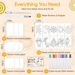 54 Pcs Foam Texture Painting Kit, Including 40 Pcs Foam Texture , 12 Colors B…