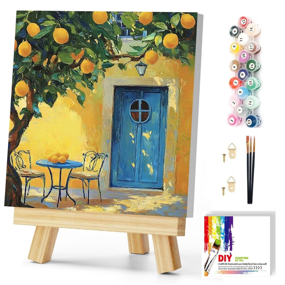 Lemon Tree Paint by Numbers Kit for Adults with Frame and Easel, Lemon Framed…