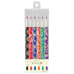 Akashiya Tenpyo no Yume Brush Pen Set 6Colors – Japanese Traditional Calligraphy