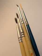 Lot of 4 Vintage Robert Simmons Artist Paint Brushes USA Various Sizes & Shapes