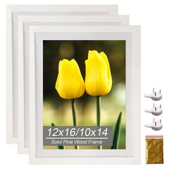 3 Pack 12×16 Picture Frame Mat to 10×14 Solid Wood Diamond Art Painting Frame…