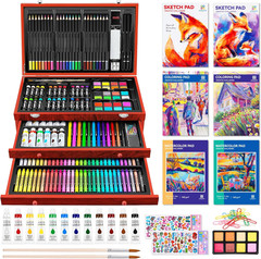 Art Supplies, 269 Piece Deluxe Art Set with 6 Drawing Pads, Watercolor Paints, C