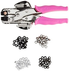 – Crop-A-Dile Eyelet Setter Punch Kit, Pink, Includes 100 Eyelets, Comfort Ha…