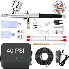 Kit de aerógrafo con compresor de aire, aerógrafo de alta presión de 40-48 PSI