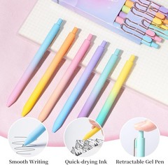 6 Pcs Gradient Color Gel Pens for Effortless Writing & Journaling
