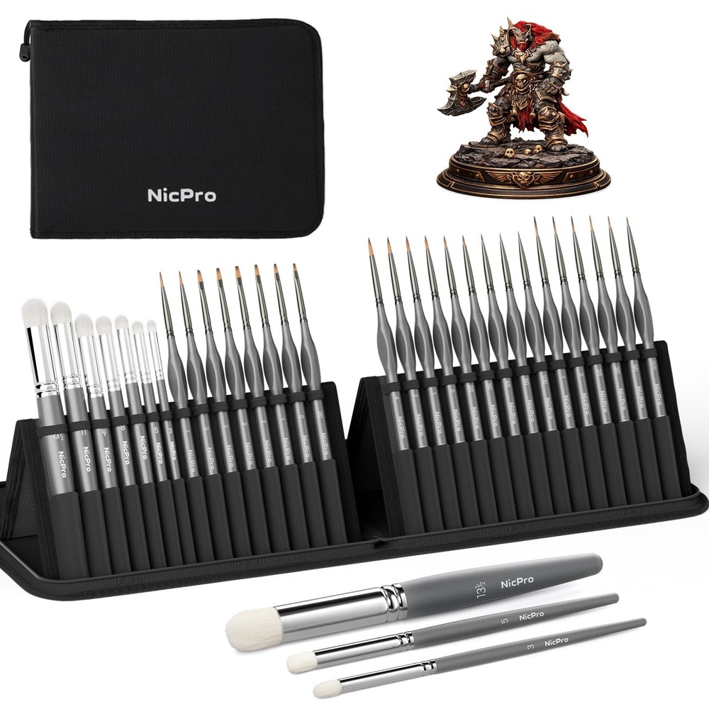 30 PCS Miniature Paint Brush Set – Detail Brushes for Acrylic, Oil, Watercolor,
