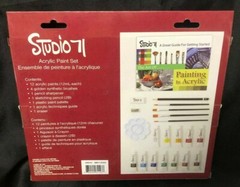 Studio 71  ACRYLIC PAINT SET 21 PC 12 PAINTS .4FL OZ , BRUSHES ,AND MORE 