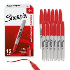 Permanent Markers, Fine Tip, Red, 12 Count – Office Supplies, Quick Drying, F…