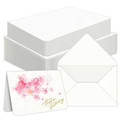 50 Sets Blank Watercolor Cards Envelopes 140lb 300gsm 100% Cotton 5×7 Inch