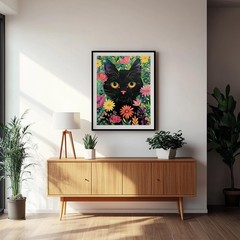 Black Cat Diamond Art Painting Kits for Adults, 5D Cat Diamond Dots for Beginner