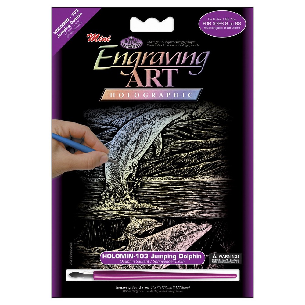 Holographic Foil Engraving Art Mini Kit 5″X7″-Jumping Dolphin