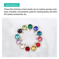 Crystal Birthstone Charm 9mm Dia, Pendants Drop Bead 12 Colors 12Pcs
