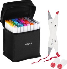 Alcohol Markers Set Dual Tip 48 Colors Permanent Art Pens for Drawing Sketching