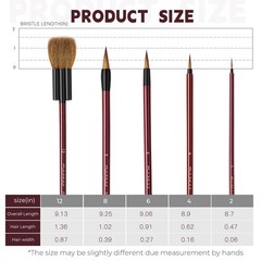 Brushes Set, 5Pcs Goat Mixed Sable Hair with Nylon Water Color Paint Brush wi…