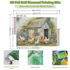 CEOVR Chicken Coop Diamond Art Kits for Adults, 12×16 inches, WX11695-clear
