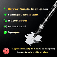 3Pcs Liquid Chrome Paint Markers – Mirror Metallic Silver Permanent Pens