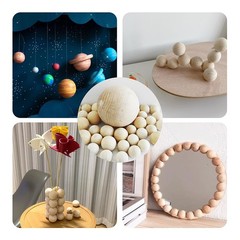 Natural Round Wooden Craft Wood Balls Beads With No Hole 6mm -100mm Diameter DIY