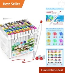 Adult and Youth 80 Color Permanent Markers – Dual Tip, Waterproof, Non-Bleeding
