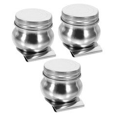 3Pcs Stainless Steel Oil Palette Cups with Clip Brush Cleaning Pot Silver