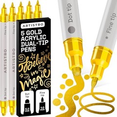 Acrylic Paint Markers for Rock, Fabric, Wood, Glass, Eggs – Dual-Tip 5 Gold
