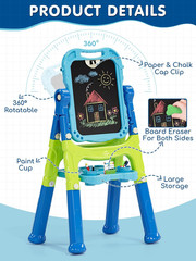 Easel for Kids, Adjustable Standing Art Easel for Kids 3 4, Magnetic Chalkboard
