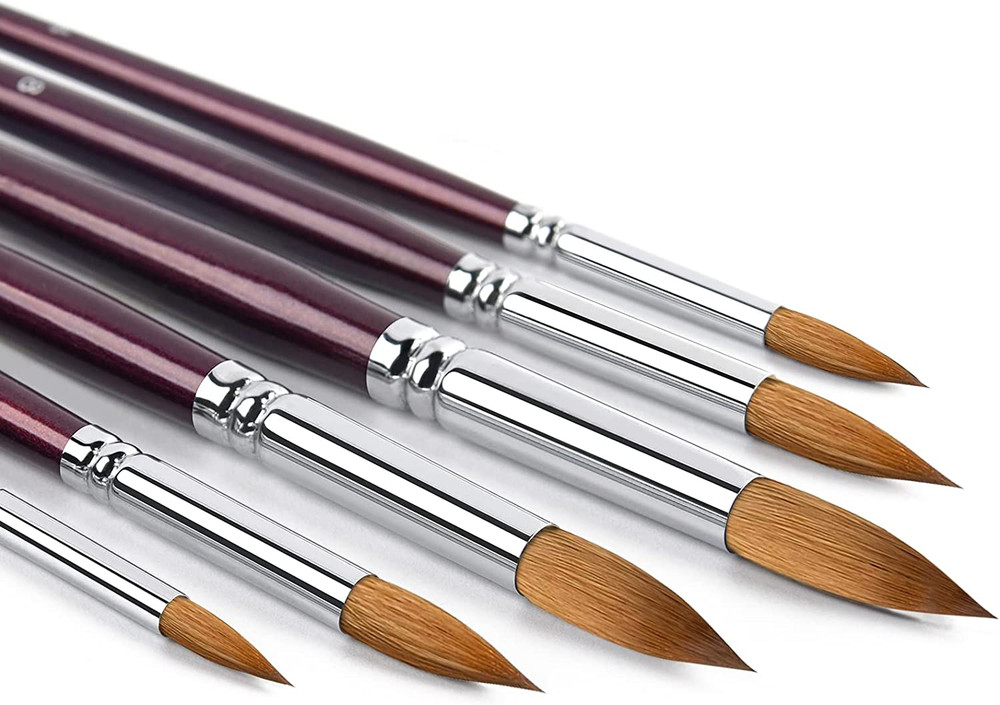 Kolinsky Watercolor Brush Set Pure Kolinsky Sable Hair Pointed round Art